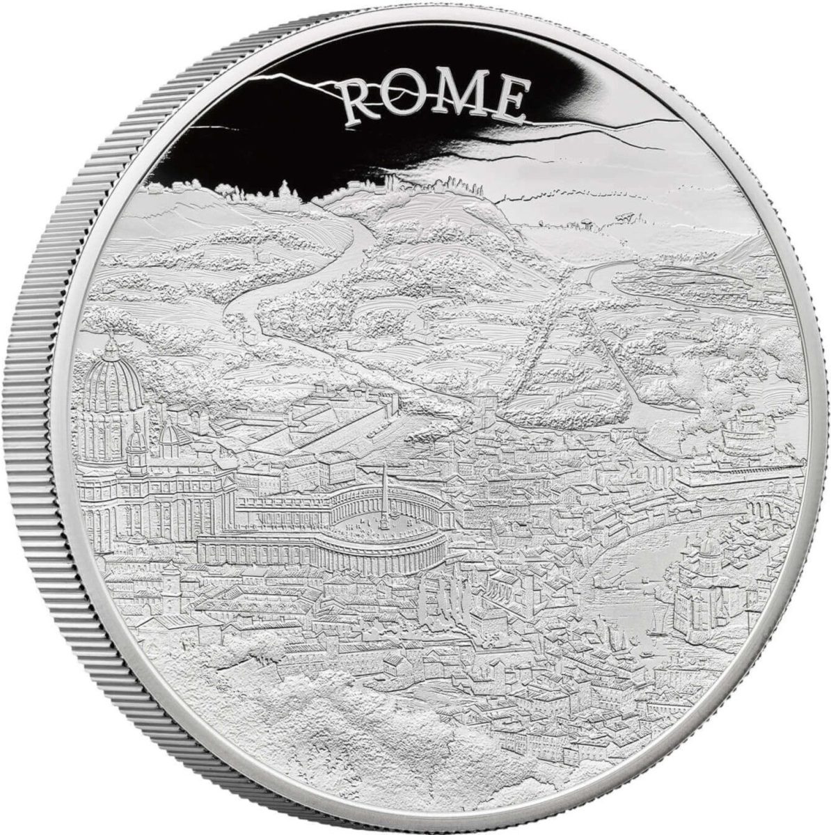 10 Pounds - Elizabeth II Rome; Silver Proof reverse
