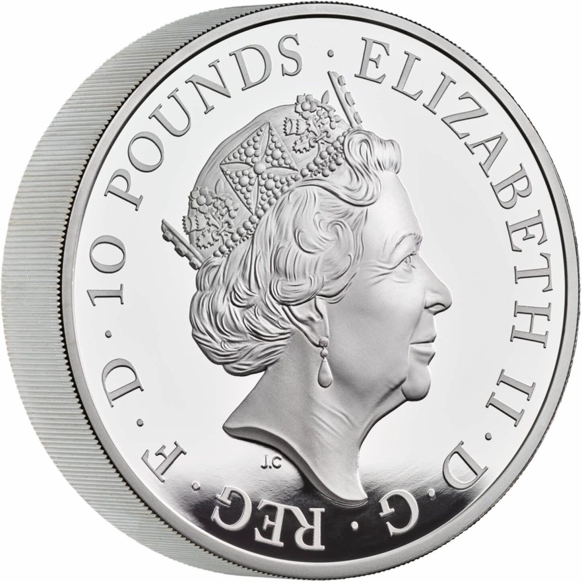 10 Pounds - Elizabeth II Seymour Panther; Silver Piedfort obverse