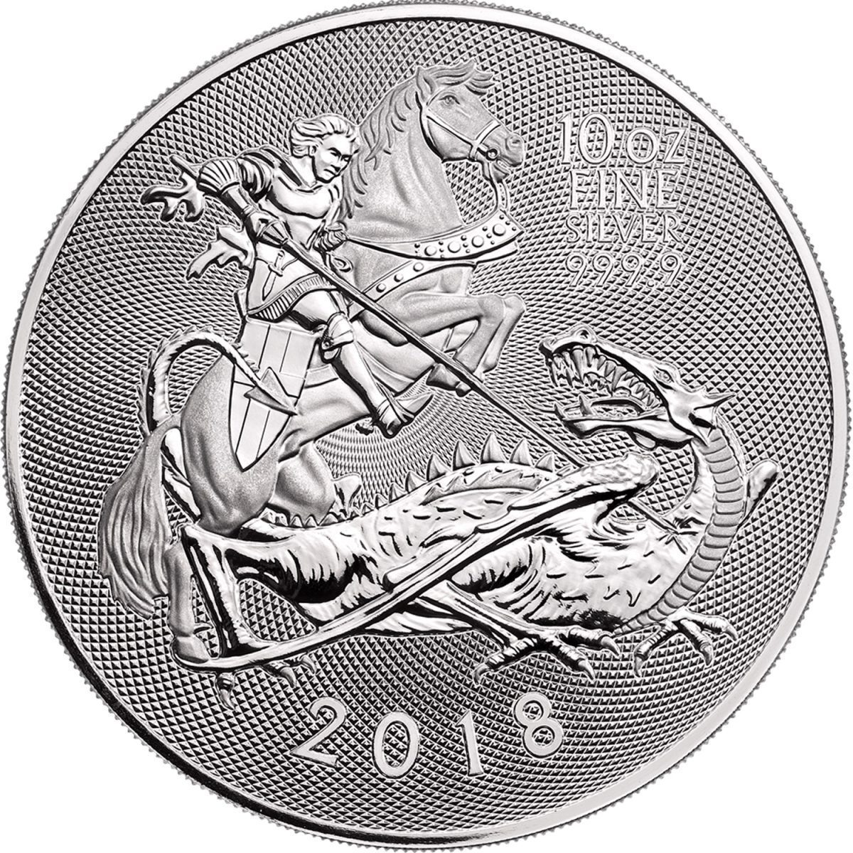 10 Pounds - Elizabeth II Silver Valiant; 10 oz Fine Silver reverse