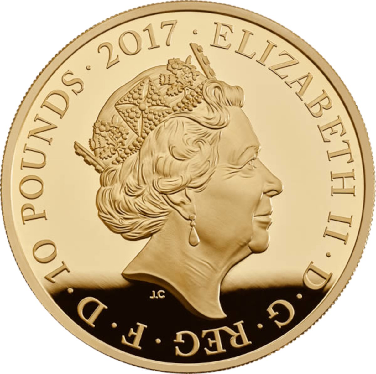 10 Pounds - Elizabeth II Soldier; Gold Proof obverse