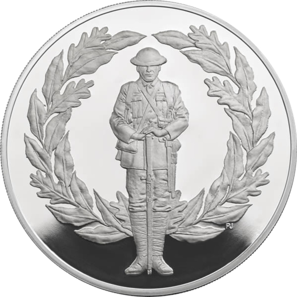 10 Pounds - Elizabeth II Soldier; Silver Proof reverse