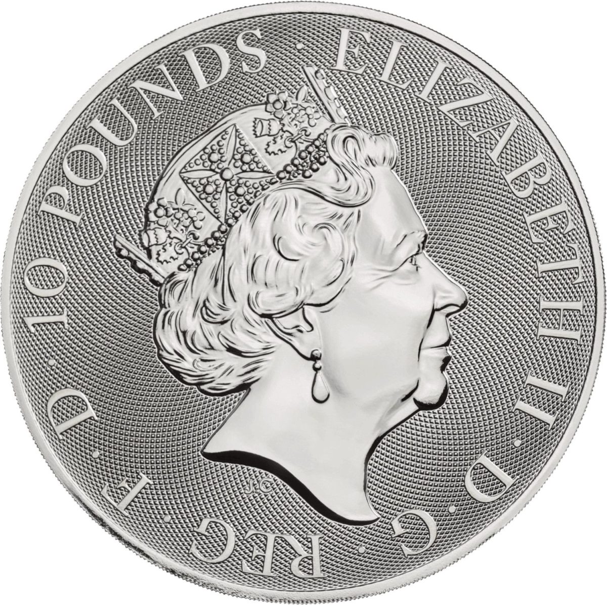 10 Pounds - Elizabeth II The Queen's Beasts Completer; 10 oz Fine Silver obverse