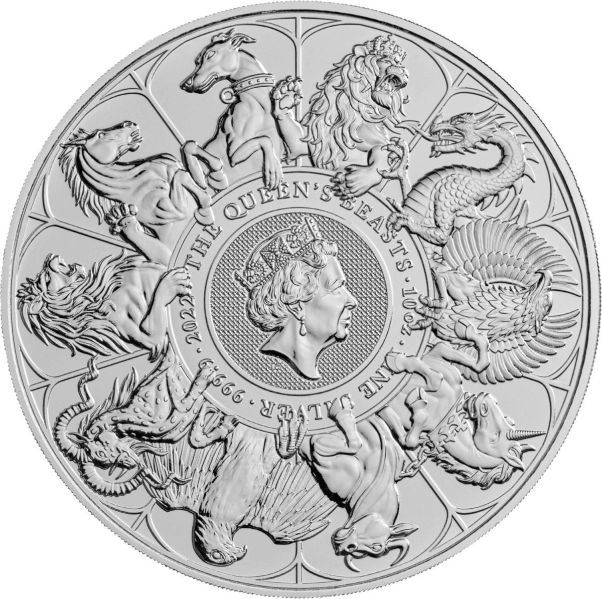 10 Pounds - Elizabeth II The Queen's Beasts Completer; 10 oz Fine Silver reverse