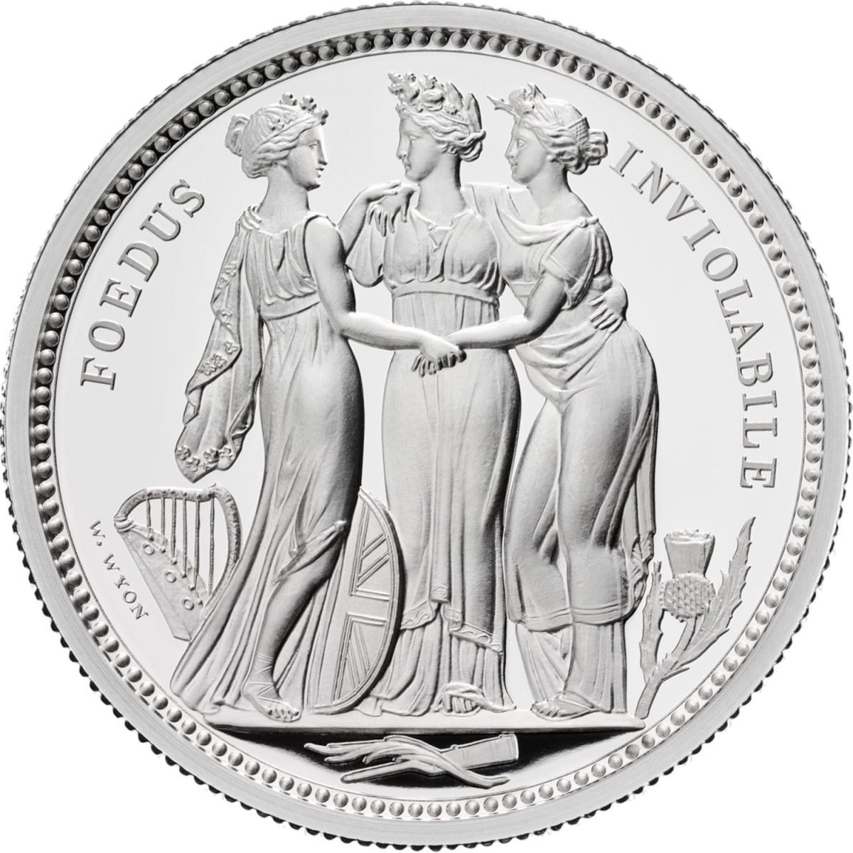 10 Pounds - Elizabeth II The Three Graces; Silver Piedfort