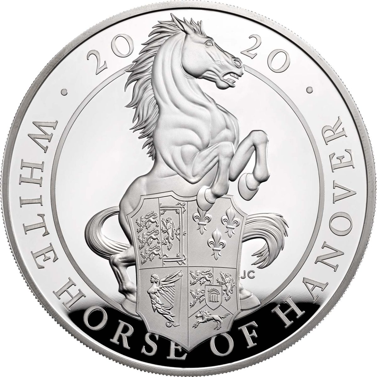 10 Pounds - Elizabeth II White Horse of Hanover; Silver Proof reverse