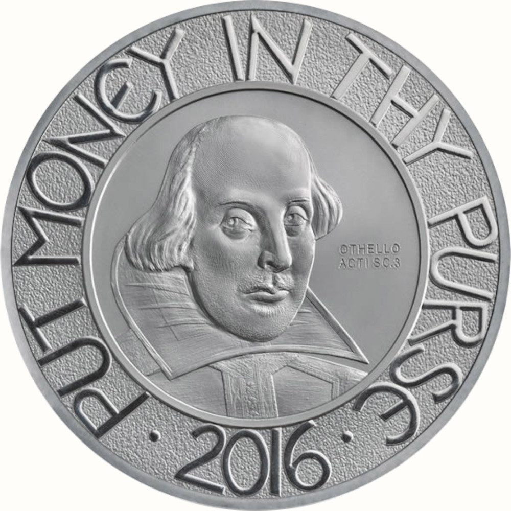 10 Pounds - Elizabeth II William Shakespeare; Silver Proof reverse