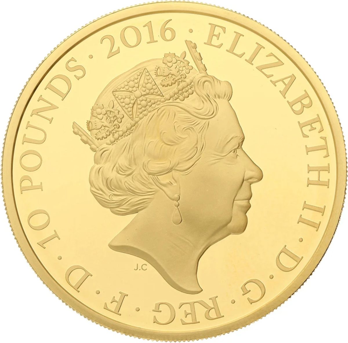10 Pounds - Elizabeth II World War I Poetry; Gold Proof obverse
