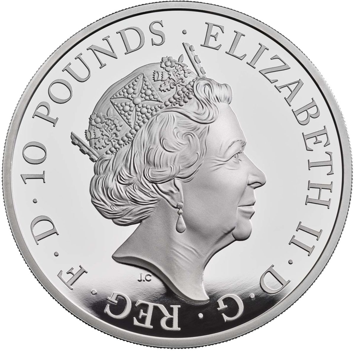 10 Pounds - Elizabeth II World War II; Silver Proof obverse