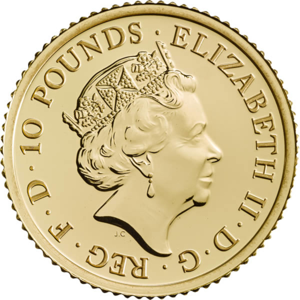 10 Pounds - Elizabeth II Year of the Dog; Fine Gold obverse