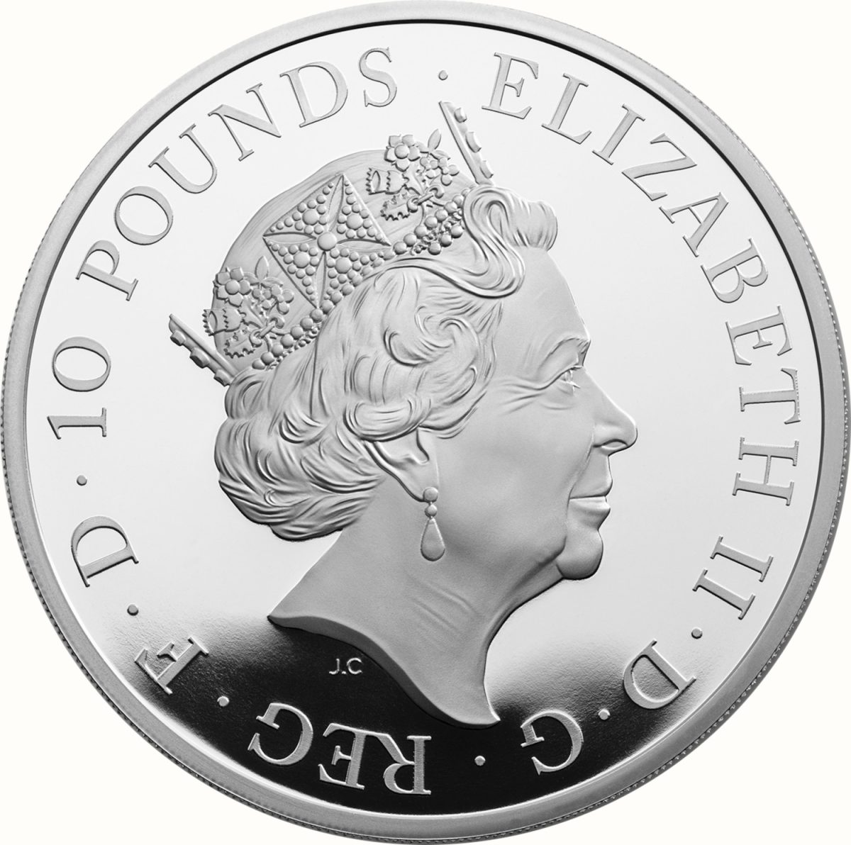 10 Pounds - Elizabeth II Year of the Dog; Silver Proof obverse