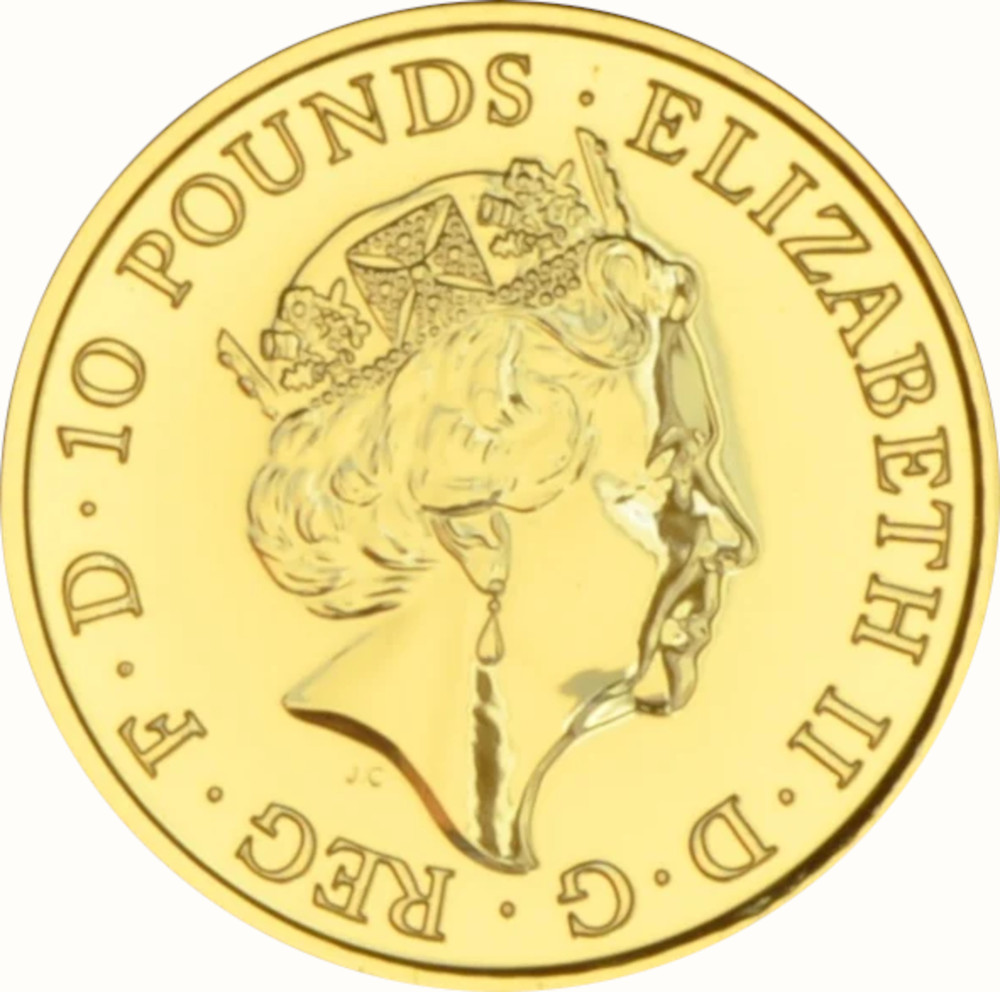10 Pounds - Elizabeth II Year of the Monkey; Fine Gold obverse