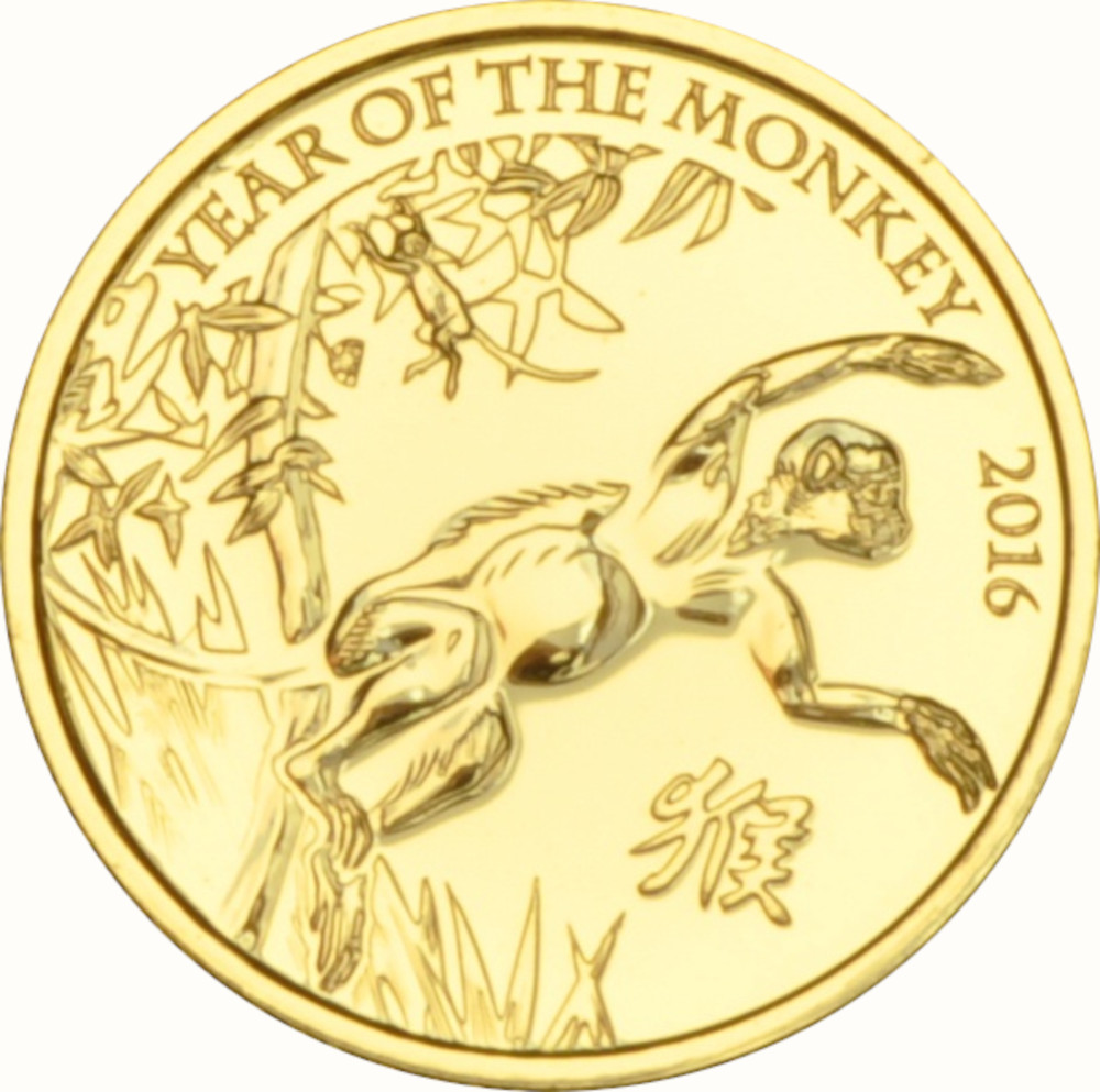 10 Pounds - Elizabeth II Year of the Monkey; Fine Gold reverse