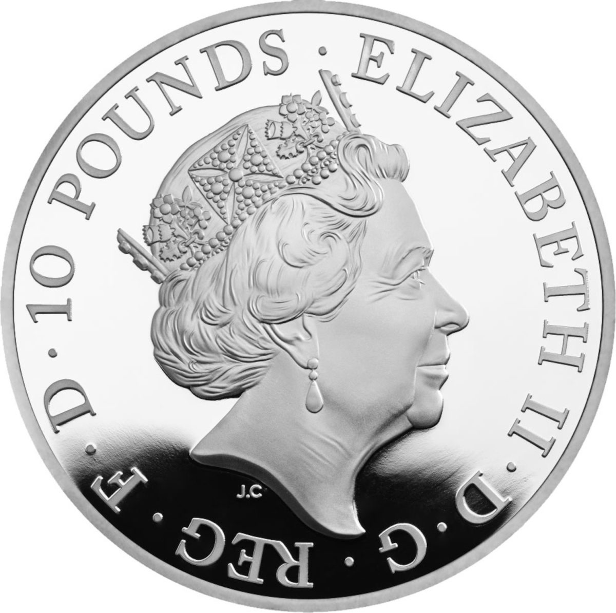 10 Pounds - Elizabeth II Year of the Monkey; Silver Proof obverse