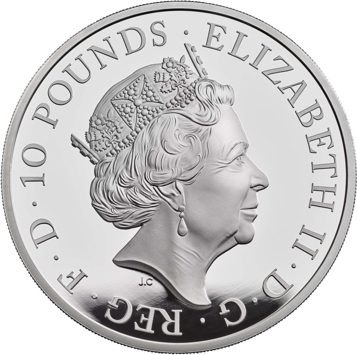 10 Pounds - Elizabeth II Year of The Ox; Silver Proof obverse