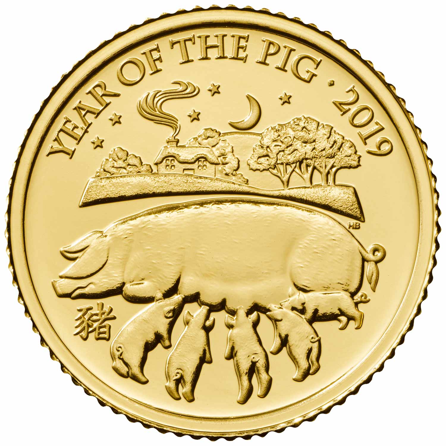 10 Pounds - Elizabeth II Year of the Pig; Fine Gold reverse