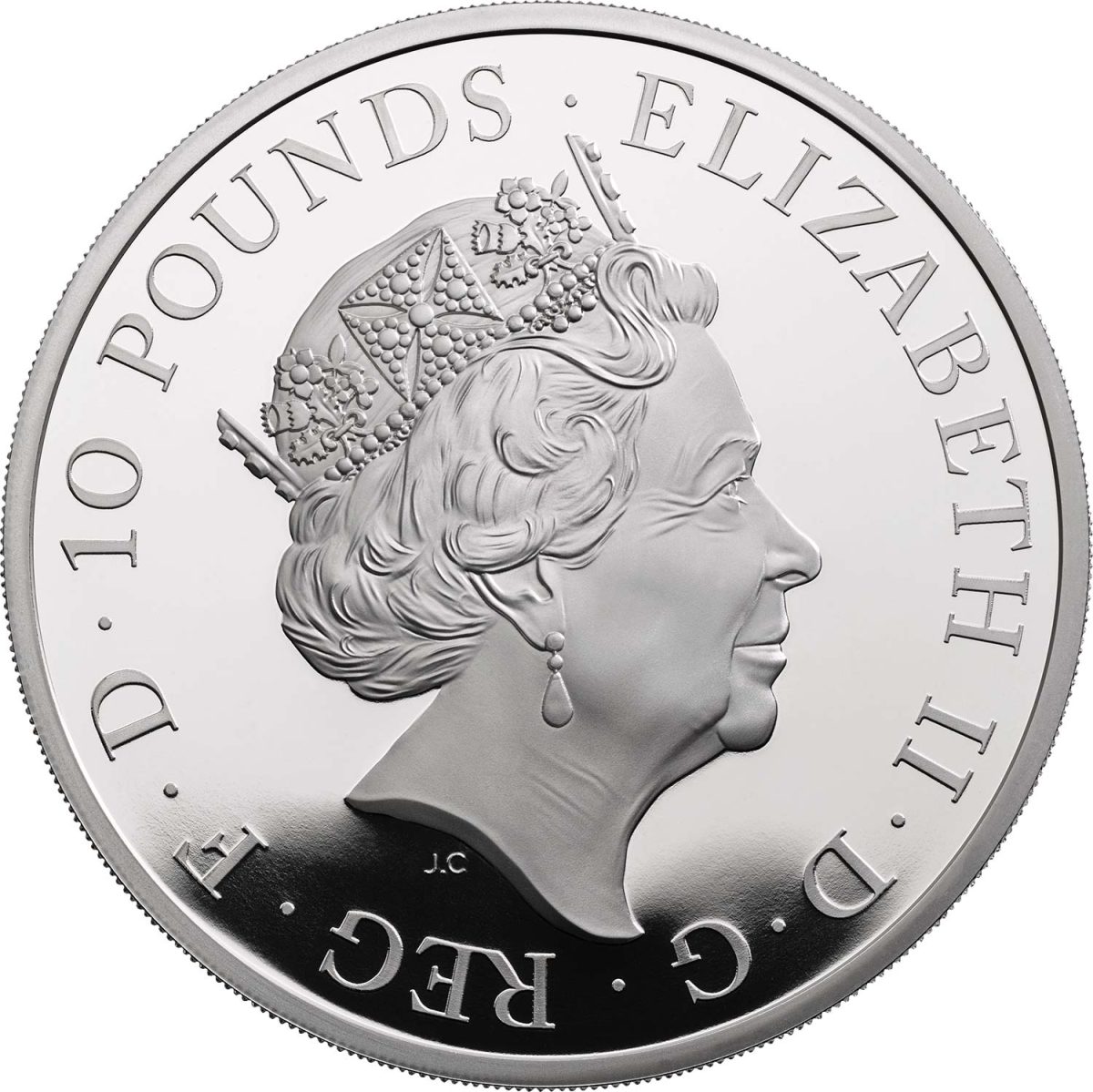 10 Pounds - Elizabeth II Year of the Rat; Silver Proof obverse