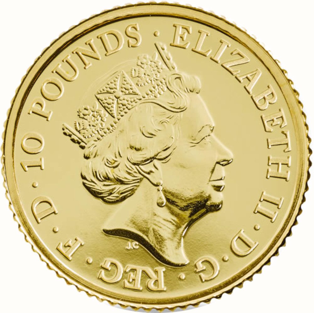 10 Pounds - Elizabeth II Year of the Rooster; Fine Gold obverse