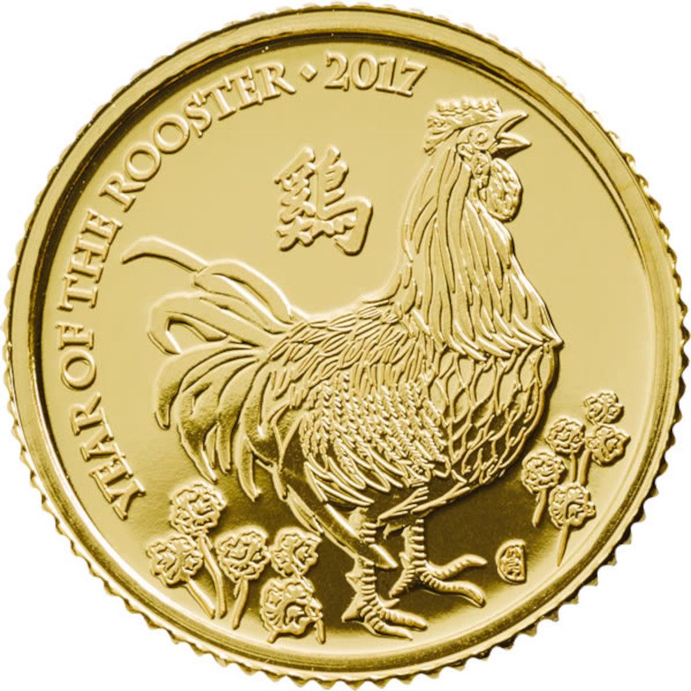 10 Pounds - Elizabeth II Year of the Rooster; Fine Gold reverse