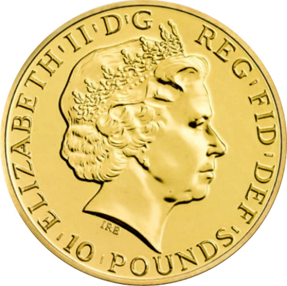 10 Pounds - Elizabeth II Year of the Sheep; 1/10 oz Fine Gold obverse