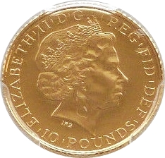 10 Pounds - Elizabeth II Year of the Sheep; Fine Gold obverse