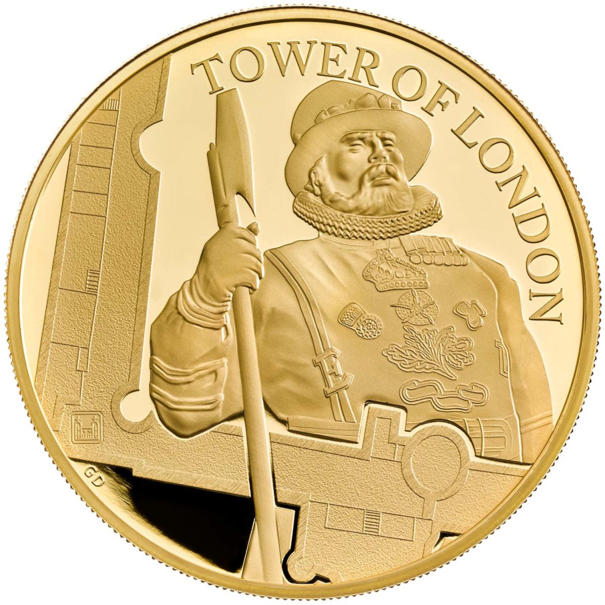 10 Pounds - Elizabeth II Yeoman Warders; Gold Proof reverse