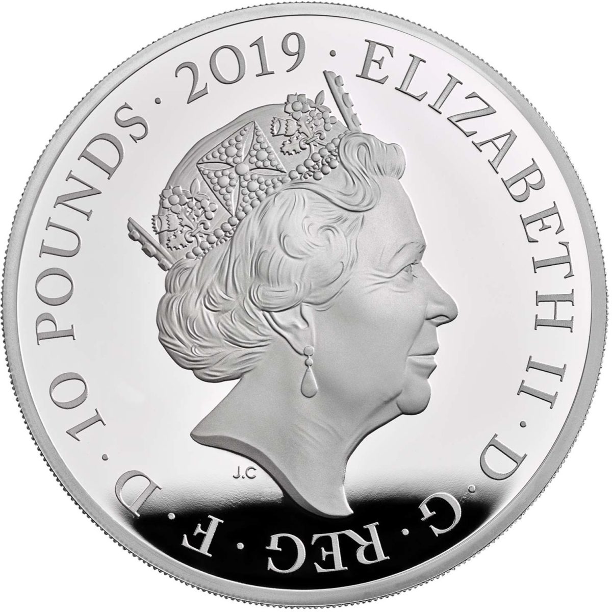 10 Pounds - Elizabeth II Yeoman Warders; Silver Proof obverse