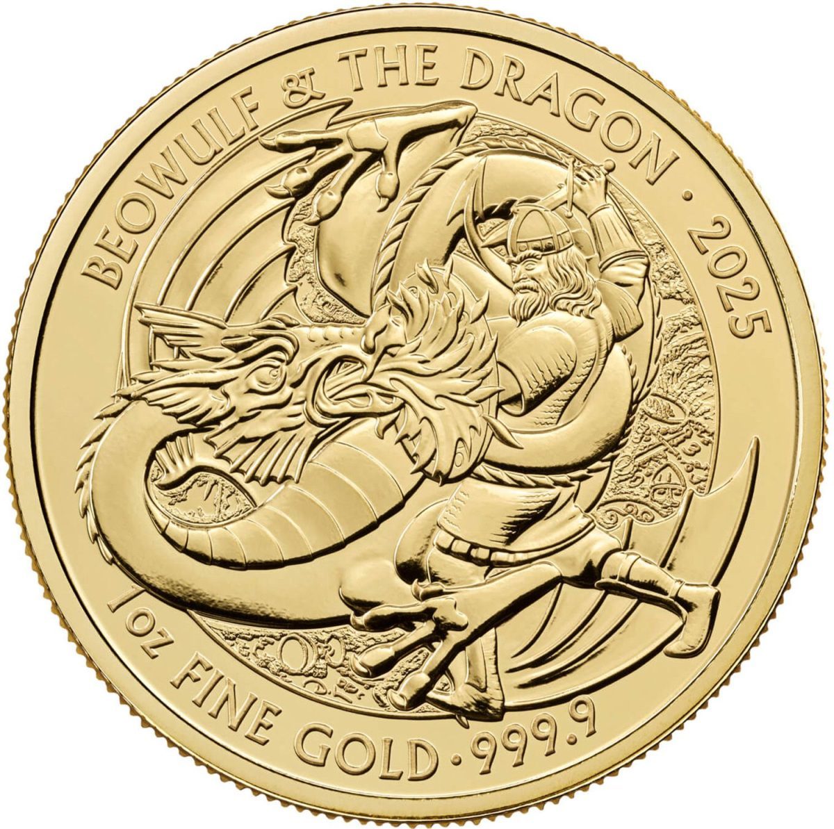 100 Pounds - Charles III Beowulf & The Dragon; 1 oz Fine Gold