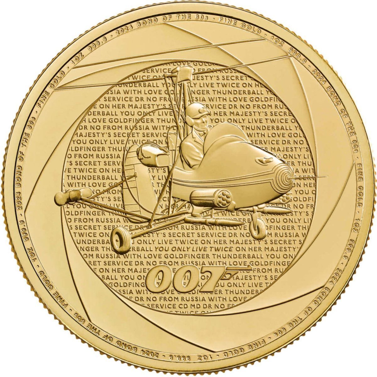 100 Pounds - Charles III Bond Films of the 1960s; 1oz Fine Gold