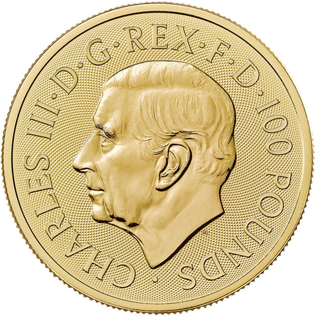 100 Pounds - Charles III Bond Films of the 2000s; 1oz Fine Gold obverse