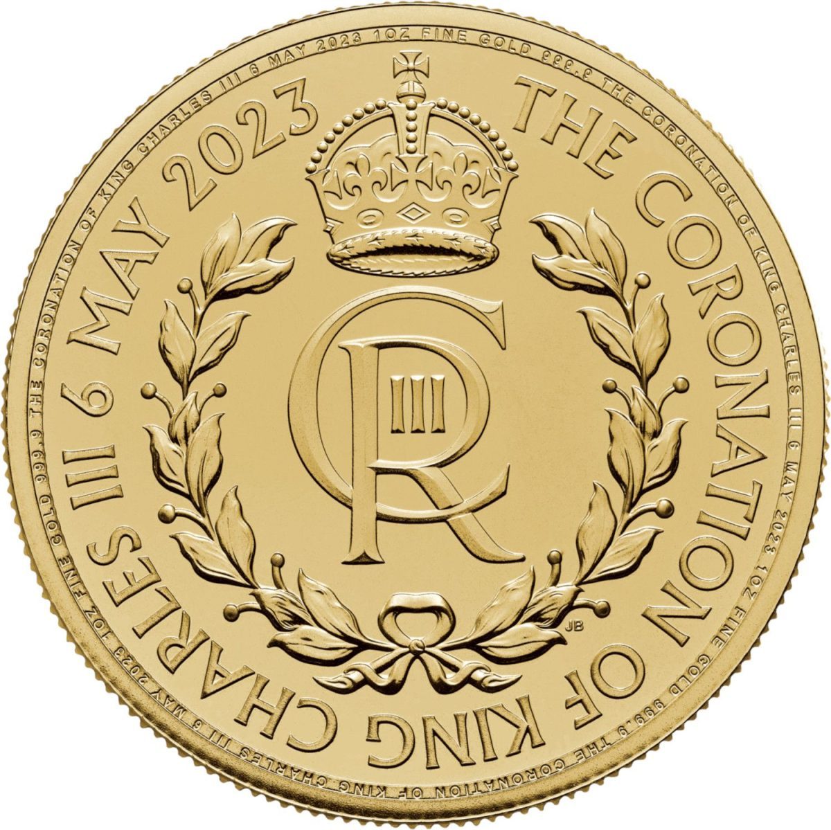 100 Pounds - Charles III Coronation; 1 oz Fine Gold reverse