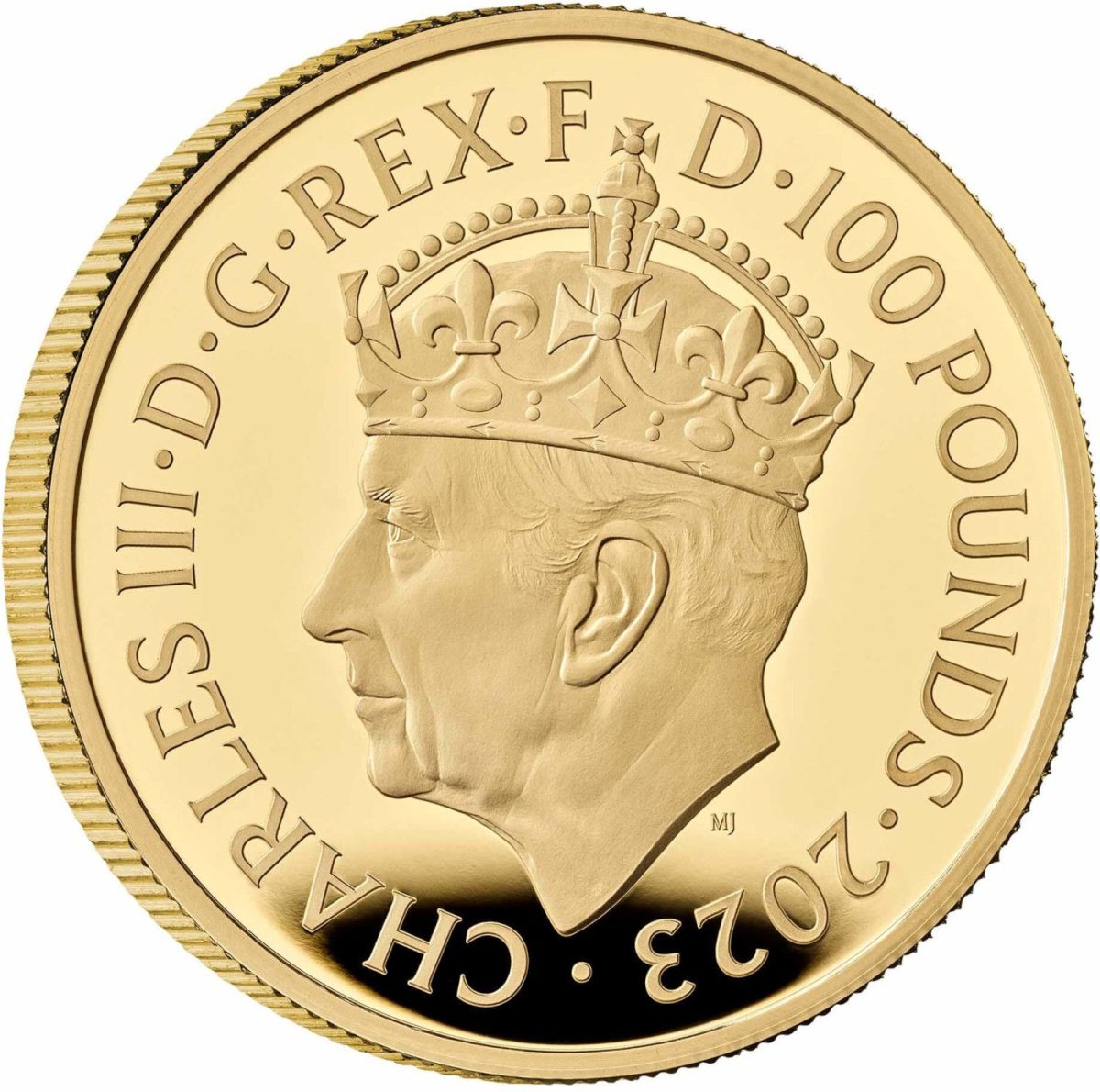 100 Pounds - Charles III Coronation; Gold Proof obverse