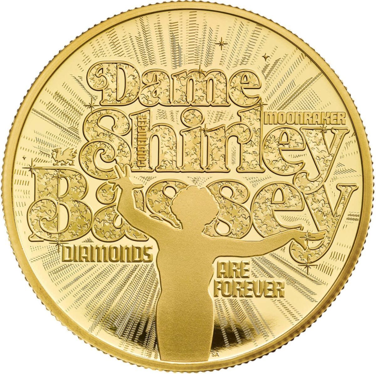 100 Pounds - Charles III Dame Shirley Bassey; Gold Proof reverse