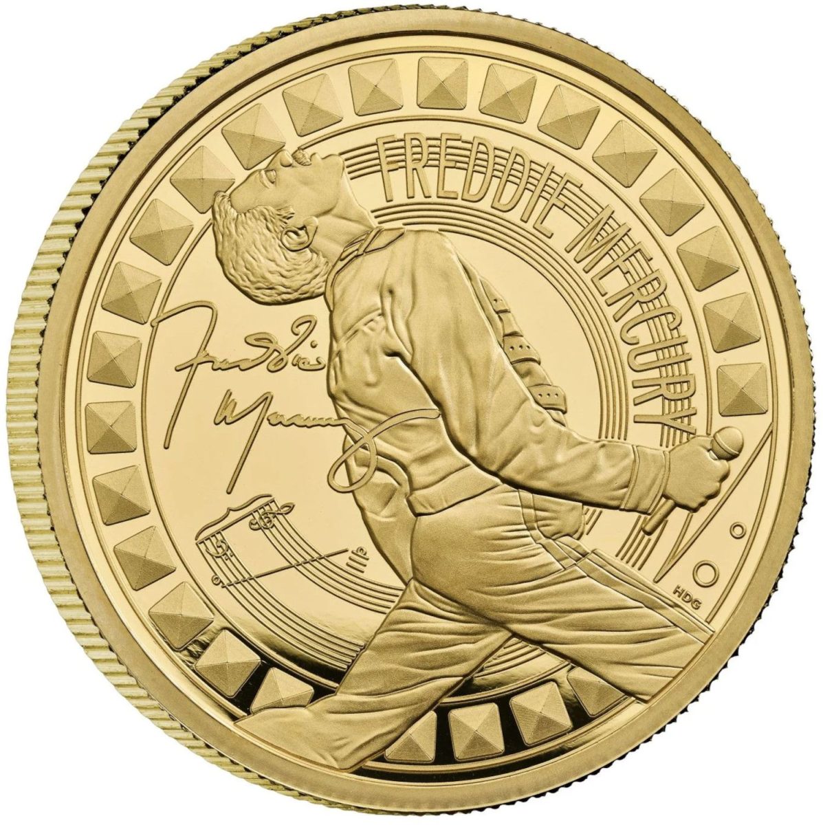 100 Pounds - Charles III Freddie Mercury; Gold Proof reverse