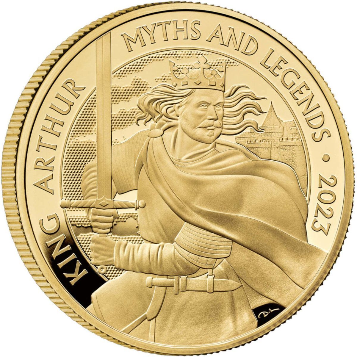 100 Pounds - Charles III King Arthur; Gold Proof reverse
