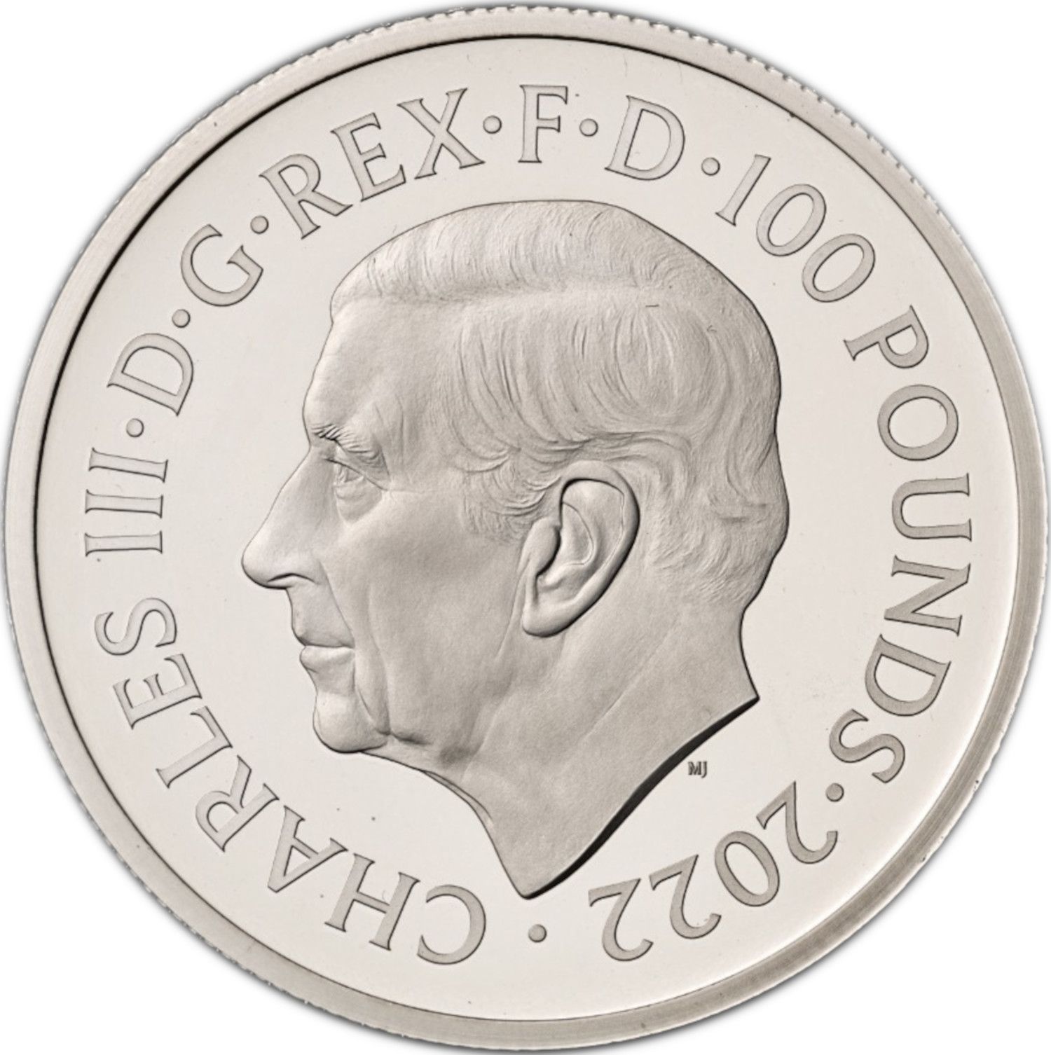 100 Pounds - Charles III Life and legacy of the Queen; Platinum Proof obverse