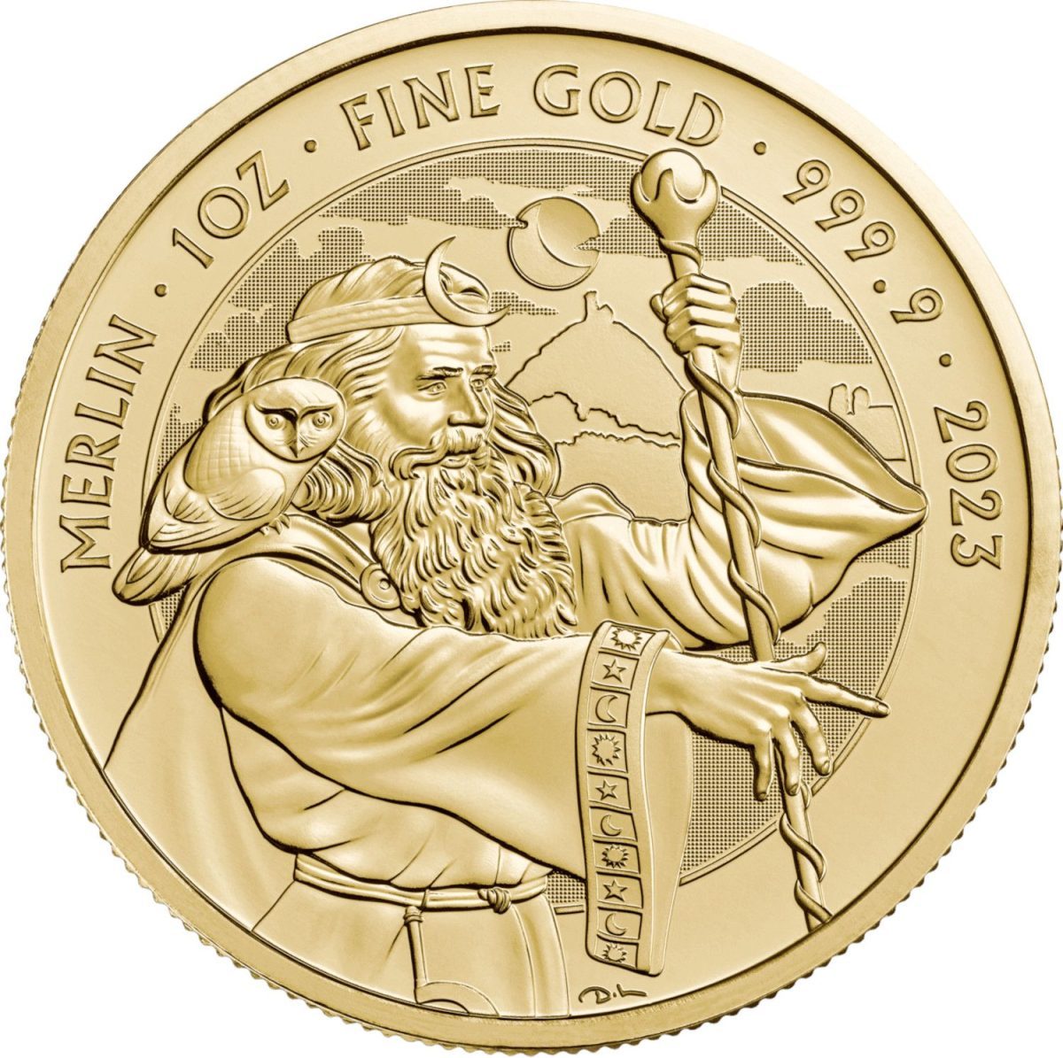 100 Pounds - Charles III Merlin; 1oz Fine Gold reverse
