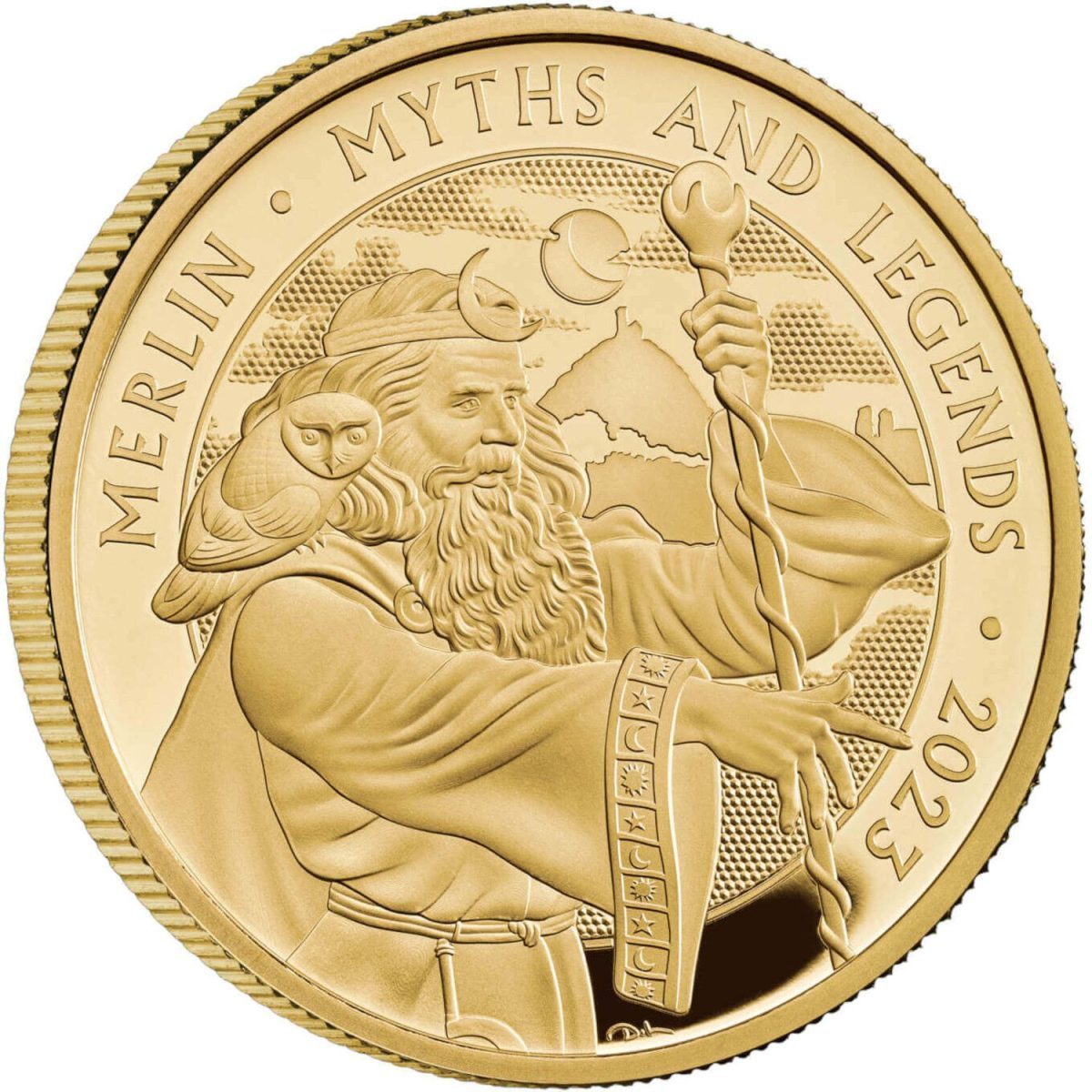 100 Pounds - Charles III Merlin; Gold Proof reverse