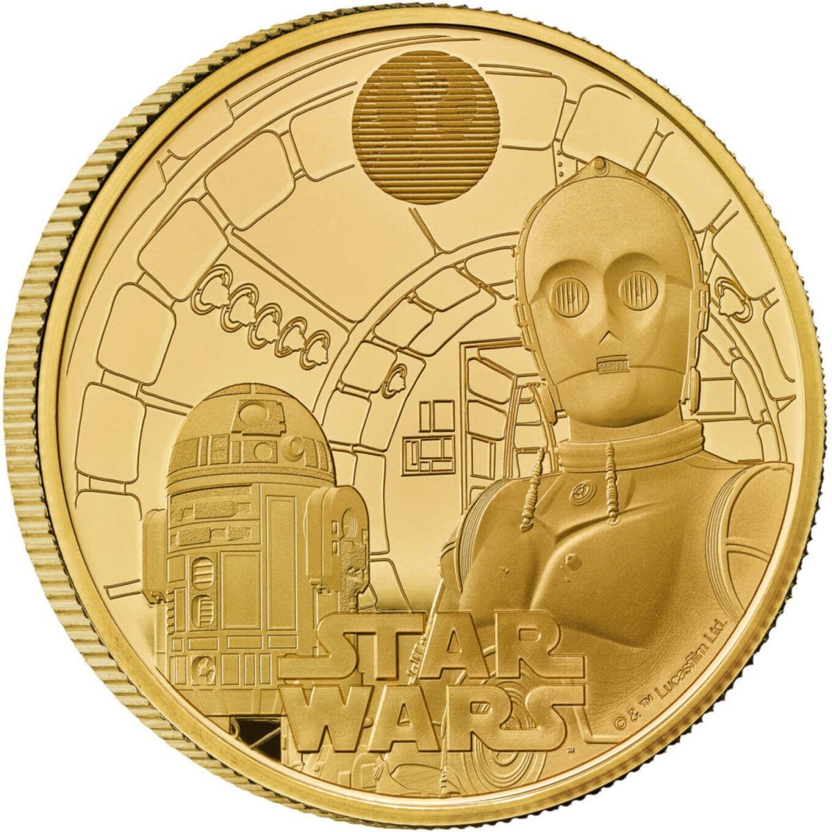 100 Pounds - Charles III R2D2 and C3PO; Gold Proof reverse