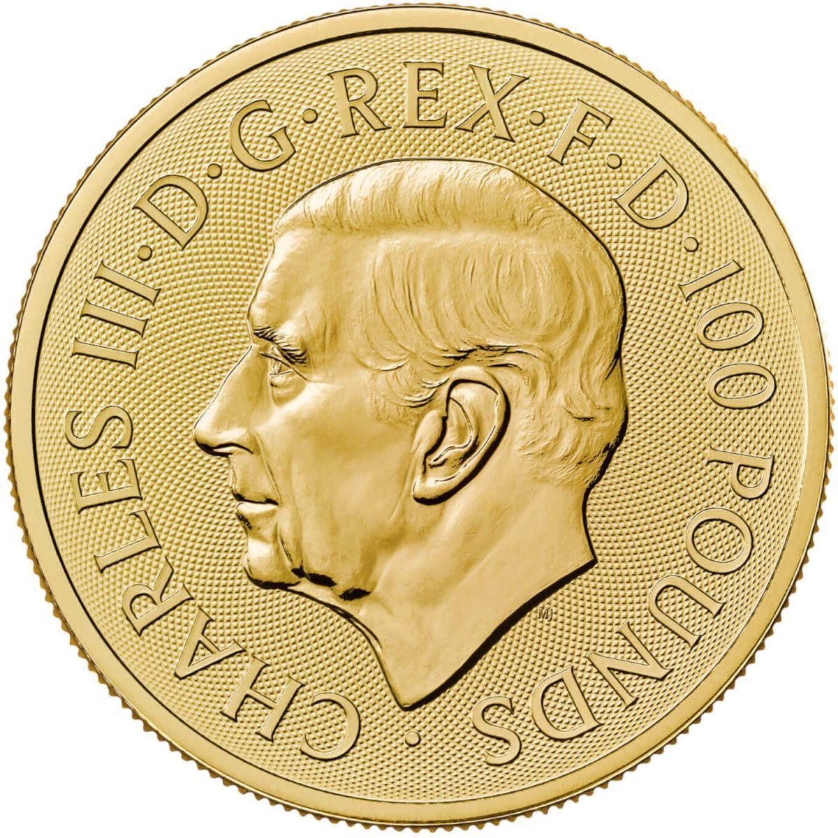 100 Pounds - Charles III Seymour Unicorn; 1 oz Fine Gold obverse
