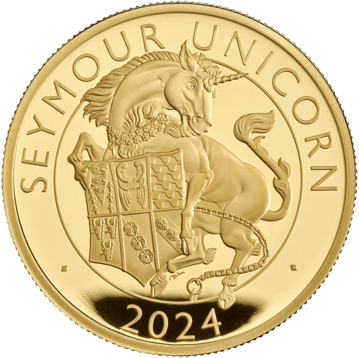100 Pounds - Charles III Seymour Unicorn; Gold Proof reverse