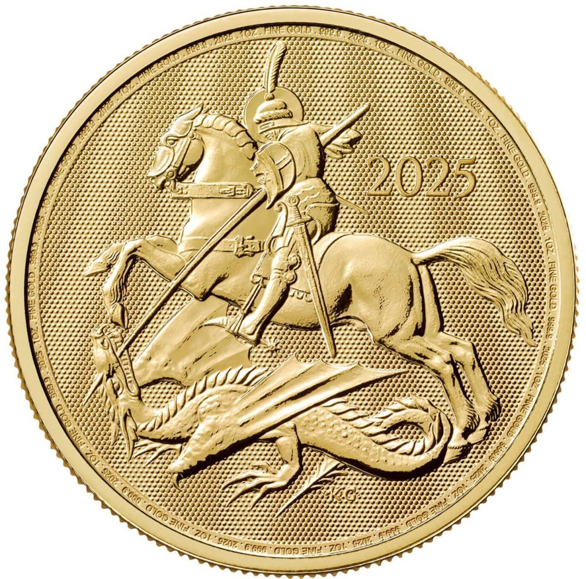 100 Pounds - Charles III St George & The Dragon; 1oz Fine Gold reverse
