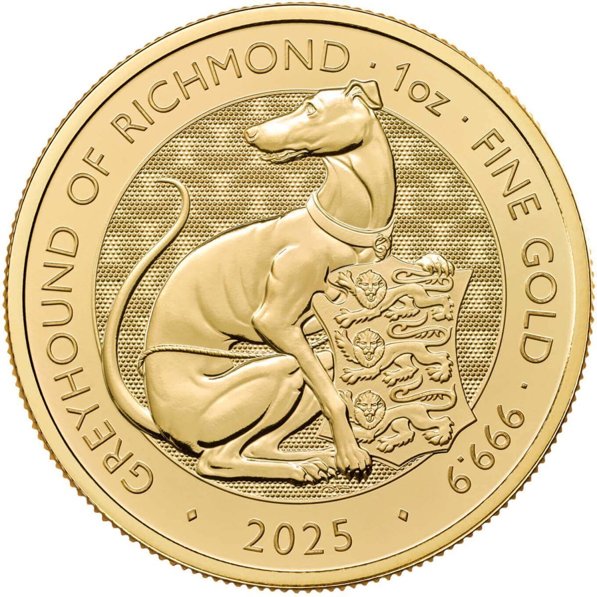 100 Pounds - Charles III The Greyhound of Richmond; 1 oz Fine Gold reverse