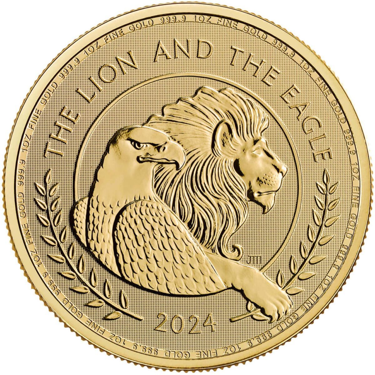 100 Pounds - Charles III The Lion and The Eagle; 1oz Fine Gold