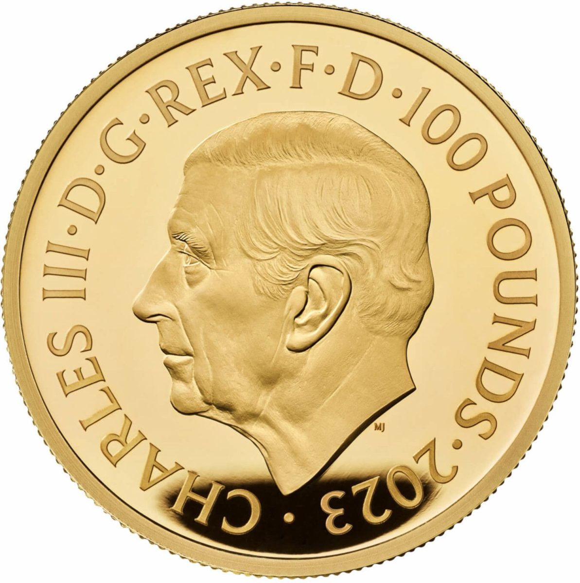 100 Pounds - Charles III The Lion and The Eagle; Gold Proof obverse