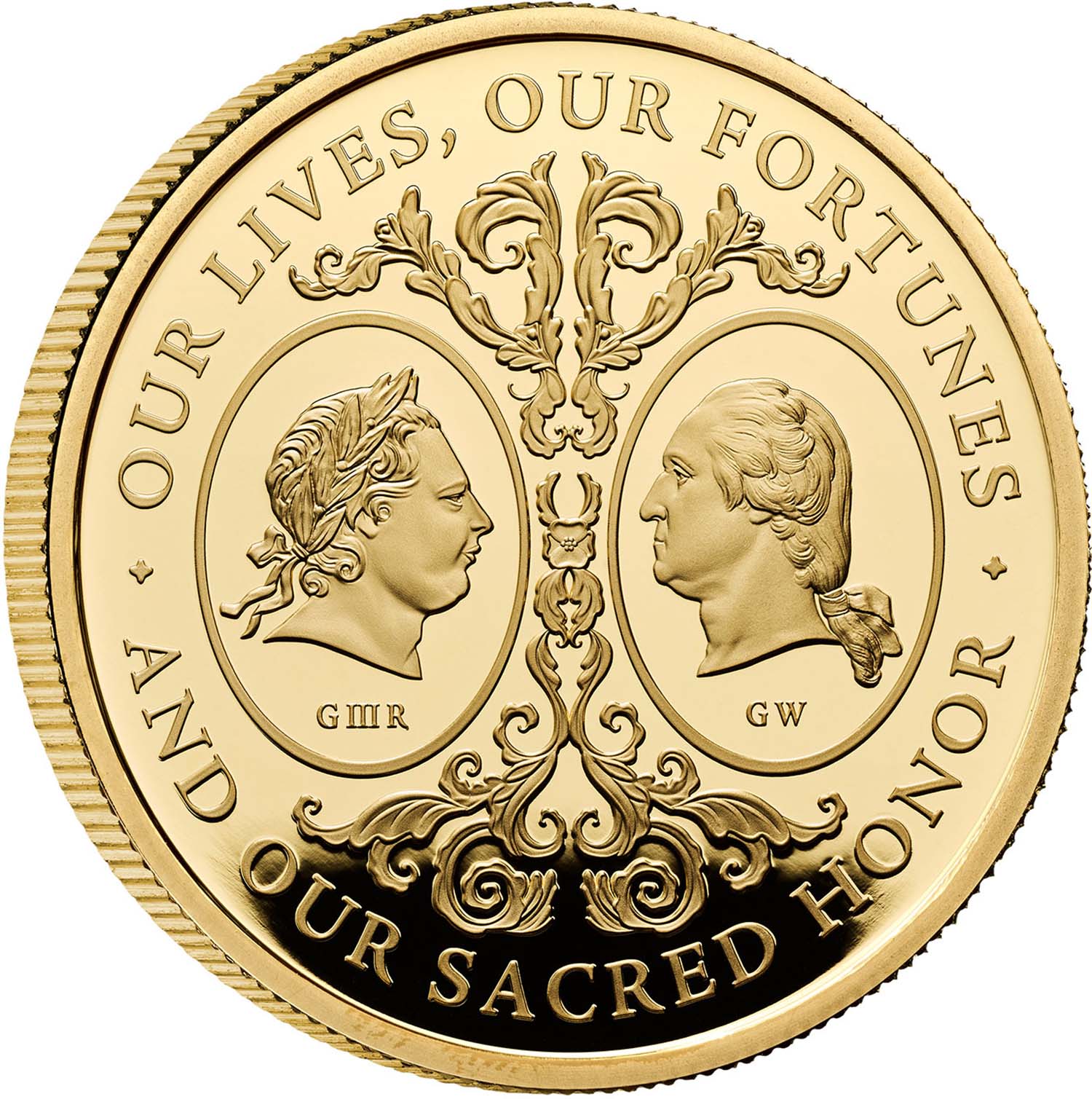 100 Pounds - Charles III The Two George's; Gold Proof reverse