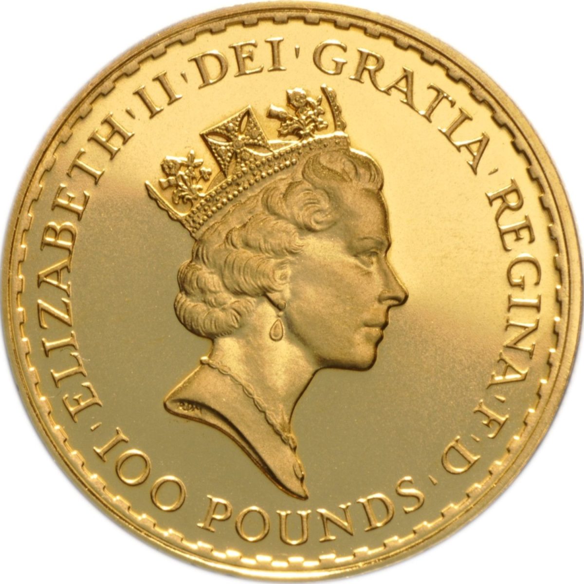 100 Pounds - Elizabeth II 3rd portrait; 1 oz Fine Gold obverse