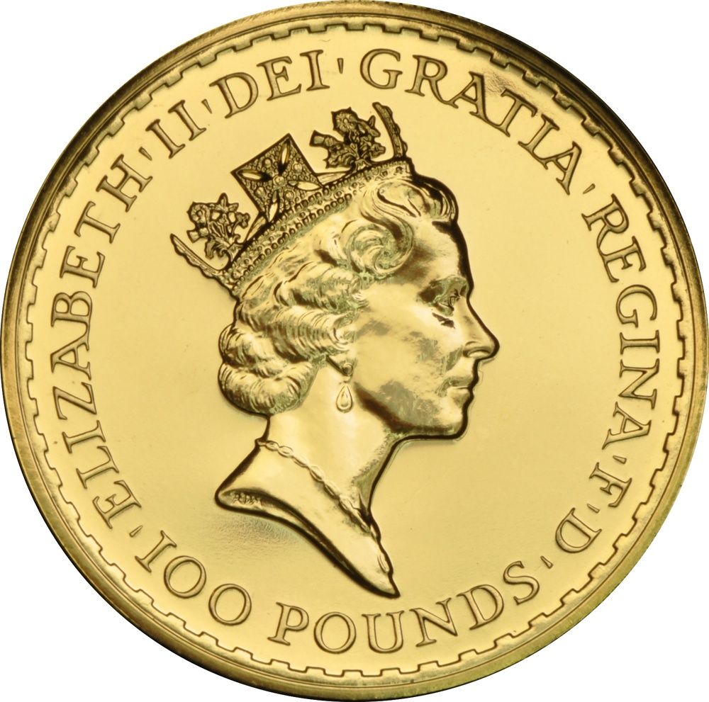 100 Pounds - Elizabeth II 3rd portrait; 1 oz Fine Gold obverse