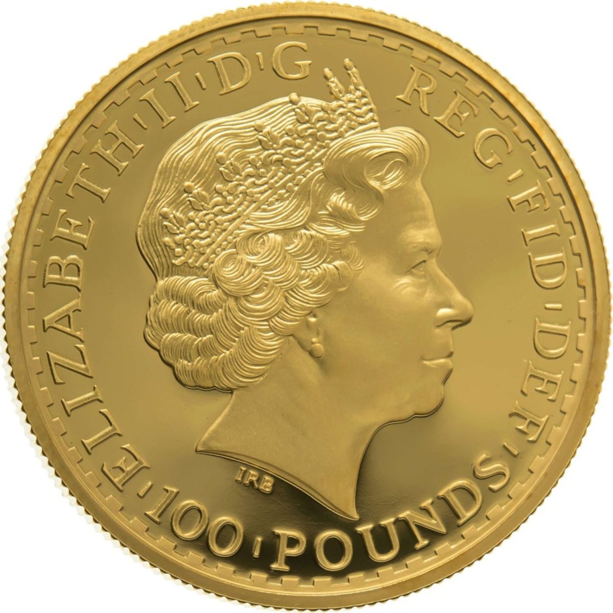 100 Pounds - Elizabeth II 4th portrait; 1 oz Fine Gold obverse