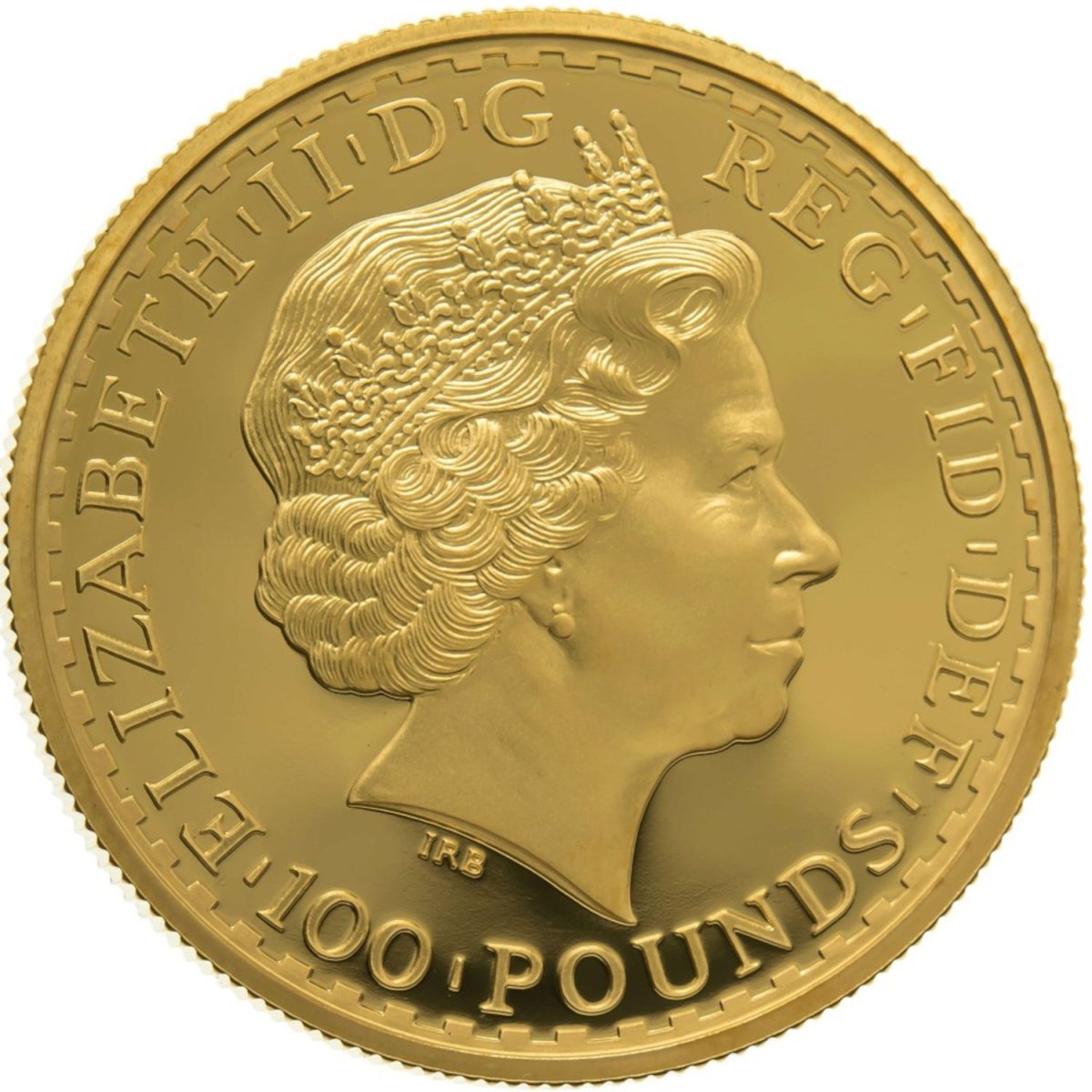 100 Pounds - Elizabeth II 4th portrait; 1 oz Fine Gold obverse