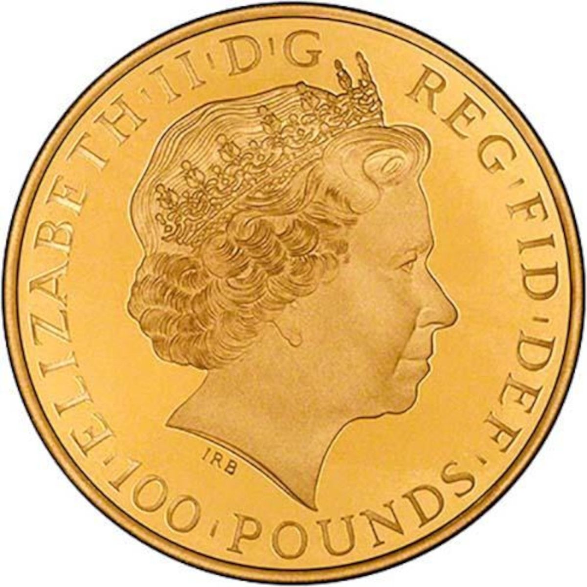 100 Pounds - Elizabeth II 4th portrait; 1 oz Fine Gold obverse